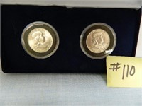 1955 2 Coin UNC 60 Franklin Silver Half Dollars