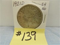 1921D Morgan Silver Dollar EF-40