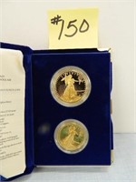1987 1 oz. Fifty Dollar & 1/2 oz. $25 UNC Gold Pcs