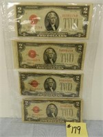 (7) 1928 Ser. $2 U.S. Notes, Red Seals- Some Crisp