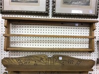 Oak Wall Hanging Plate/Cup Saucer Shelf