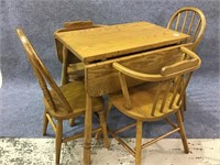 Child's Oak Drop Leaf table w/ 2 Matching Bentwood