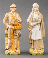 Hand Painted Bisque Porcelain Figures, 2