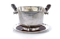 MCM SILVERPLATED WINE COOLER & SALVER