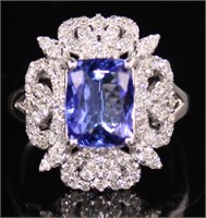 14k Gold 2.62 ct Tanzanite & Diamond Ring