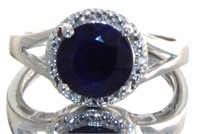 Round 2.55 ct Natural Sapphire & Diamond Ring