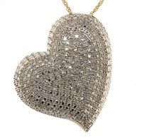 XX-Large 1.00 ct Diamond Pave Heart Necklace