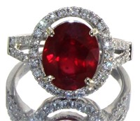14kt Gold 5.49 ct Oval Ruby & Diamond Ring