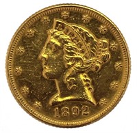 1892 Liberty Head $5.00 Gold Half Eagle