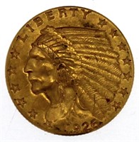 1926 Indian Head $2.50 Gold Quarter Eagle