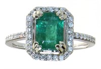 14k Gold 2.09 ct Emerald & Diamond Ring
