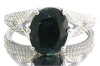 Oval 2.26 ct Natural Emerald & Diamond Ring