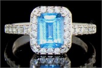 Emerald Cut London Blue Topaz Fashion Ring