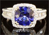 14kt Gold 4.13 ct Sapphire & Diamond Ring