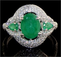 14k Gold 2.55 ct Oval Emerald & Diamond Ring