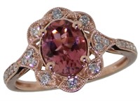 14kt Gold 1.45 ct Pink Tourmaline & Diamond Ring