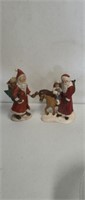 2 vintage ceramic Santa Claus figurines