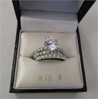 .925 Silver Engagement & Wedding RIngs - SZ: 5 1/2