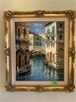 ORIGINAL OIL ON CANVAS PAINTING VENICE CANAL