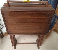 4 Wood TV Trays & Stand