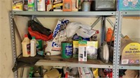 2 garage shelves and contents