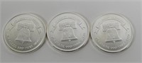 Lot of 3 One Ounce .999 Fine Silver Round No Date