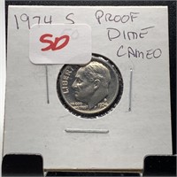 1974-S PROOF CAMEO ROOSEVELT DIME