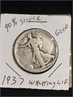 1937 Walking Liberty Half Dollar