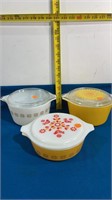 3 Vintage Pyrex Casserole Dishes with lids 3X$