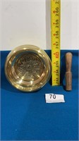 Tibetan Brass Singing Bowl w decorative design
