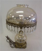 Vintage Glass Lamp (missing one crystal)