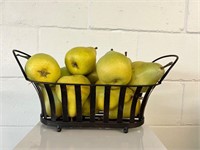 Metal Basket full of faux pears