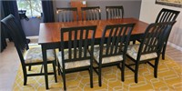 P - DINING TABLE, LEAF & 8 CHAIRS (E5)