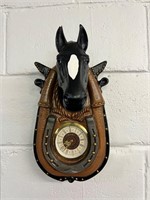 Working! Provincial Mold Vtg Ceramic Horse Clock