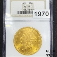 1904 $20 Gold Double Eagle NGC - MS62