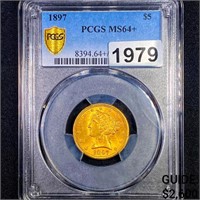 1897 $5 Gold Half Eagle PCGS - MS64+