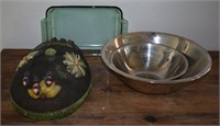 Glass Baking Dish, Fly Covers & Stainless Bowls