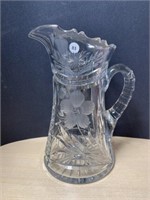 Cut Glass Pitcher with flowers etched