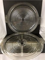 14” MID CENTURY CLEAR GLASS RELISH TRAY/SERVING