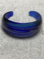 MURANO STYLE BLUE GREEN GOLD SWIRL BANGLE