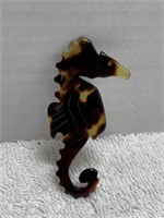 VINTAGE TORTOISE SHELL STYLE FIGURAL SEAHORSE