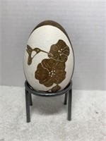 UNIQUE HAND CARVED PAINTED GOOSE EGG BY TRINCHERA