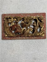 ANTIQUE CHINESE HIGHLY CARVED GOLD GILT PANEL