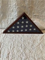 MEMORIAL FLAG DISPLAY CASE WITH FLAG  12 1/2”T X