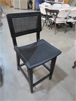 SOLID WOOD PAINTED WOVEN SEAT BACK BARSTOOL