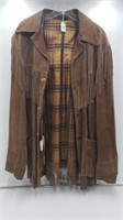 Leather Jacket w/ Fringe Size 44 Joo Kay Brown