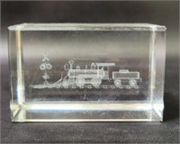 Glass Locomotive Paperweight