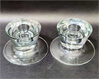 Pair of Glass Candle Holders