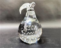 Clear Glass Pear Paper Weight