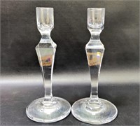Pair of Lindstrand Crystal Candle Holders